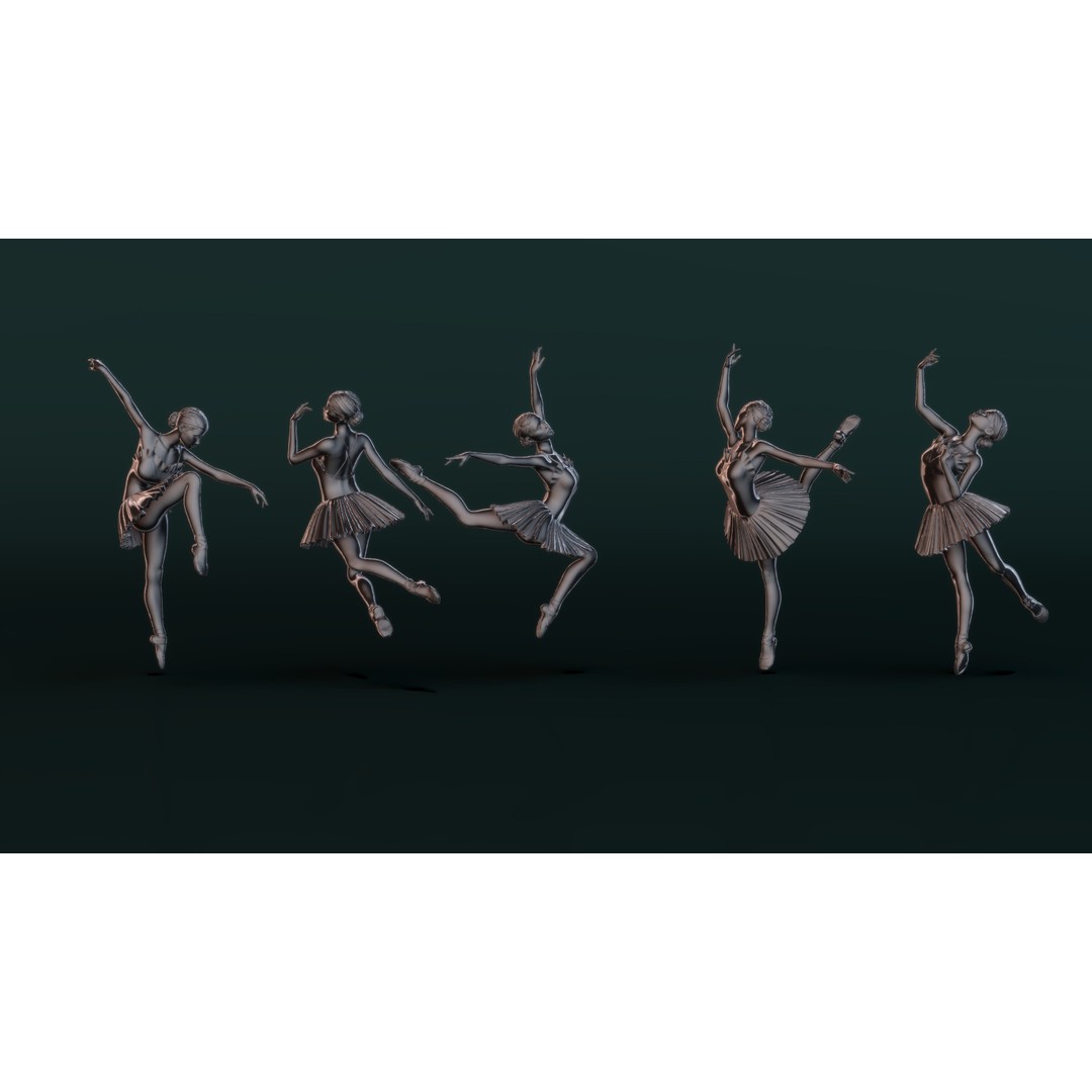 Ballerina 3D Model – High Poly Dancer Poses for 3D Printing - View 7