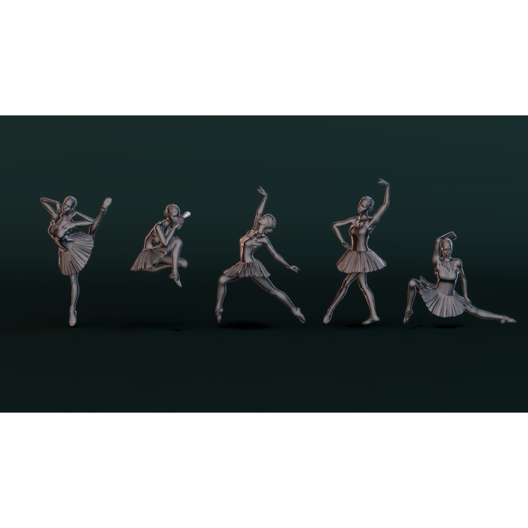Ballerina 3D Model – High Poly Dancer Poses for 3D Printing - View 8