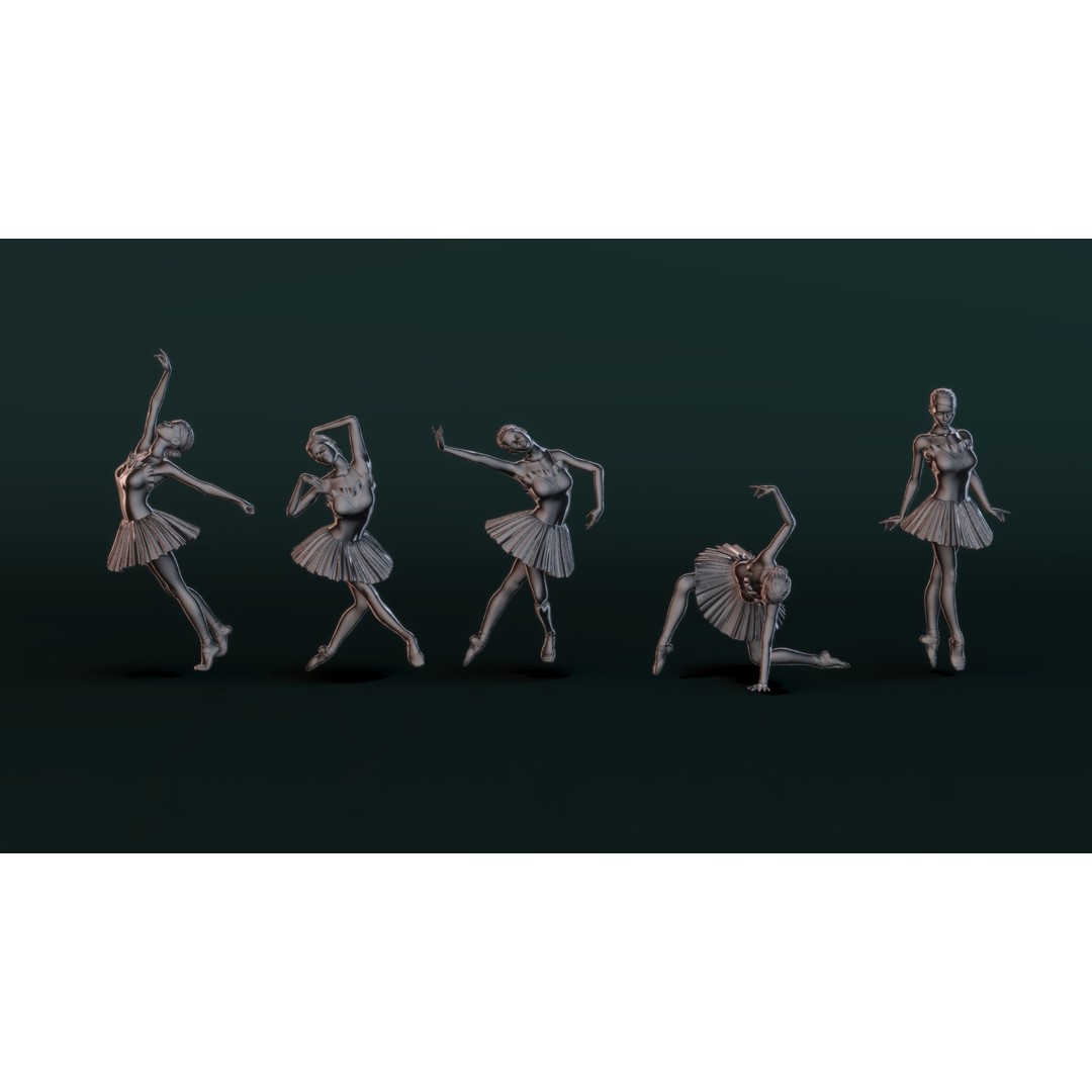 Ballerina 3D Model – High Poly Dancer Poses for 3D Printing - View 9
