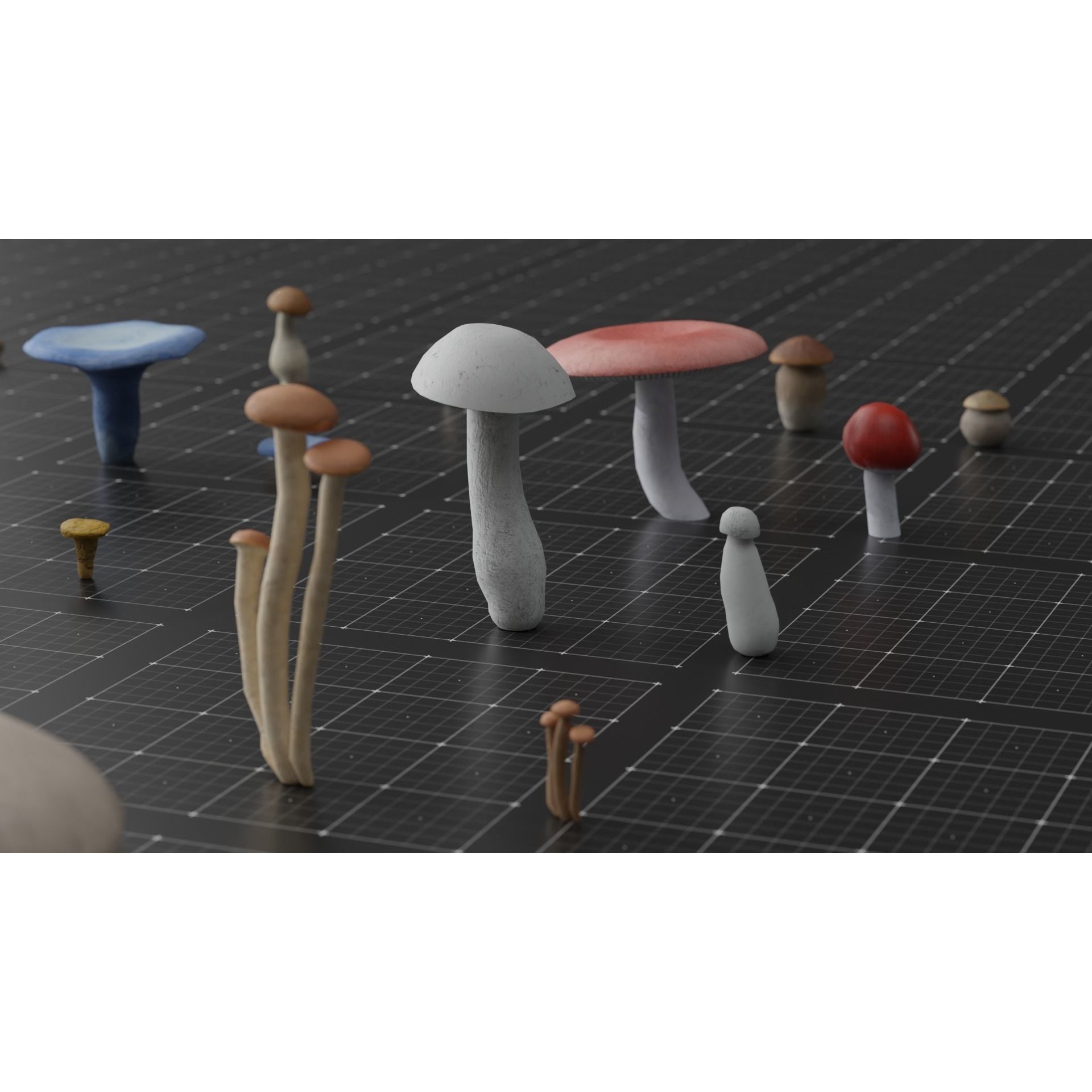 15 Species Mushrooms - Low-Poly Game-Ready 3D Model - View 6
