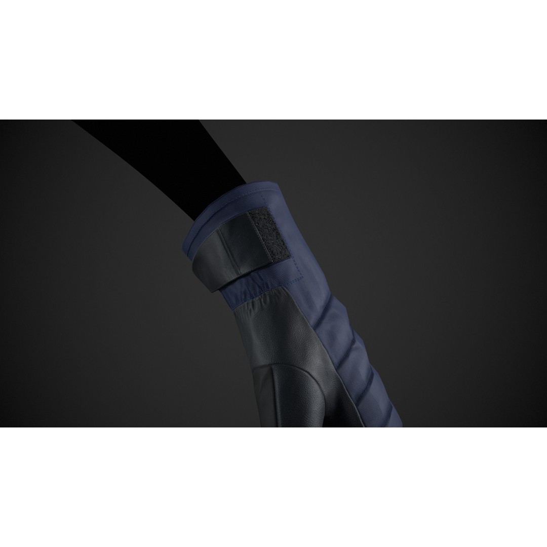 Blue And Black Snowboard Gloves 3D Model – Low Poly PBR Game Asset, FBX - View 11