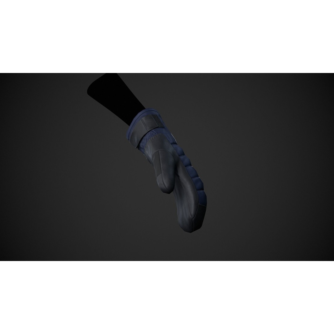 Blue And Black Snowboard Gloves 3D Model – Low Poly PBR Game Asset, FBX - View 12