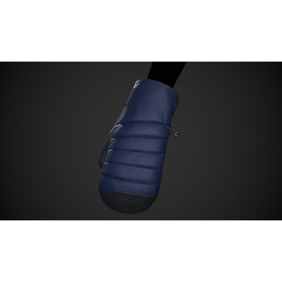 Blue And Black Snowboard Gloves 3D Model – Low Poly PBR Game Asset, FBX - View 3