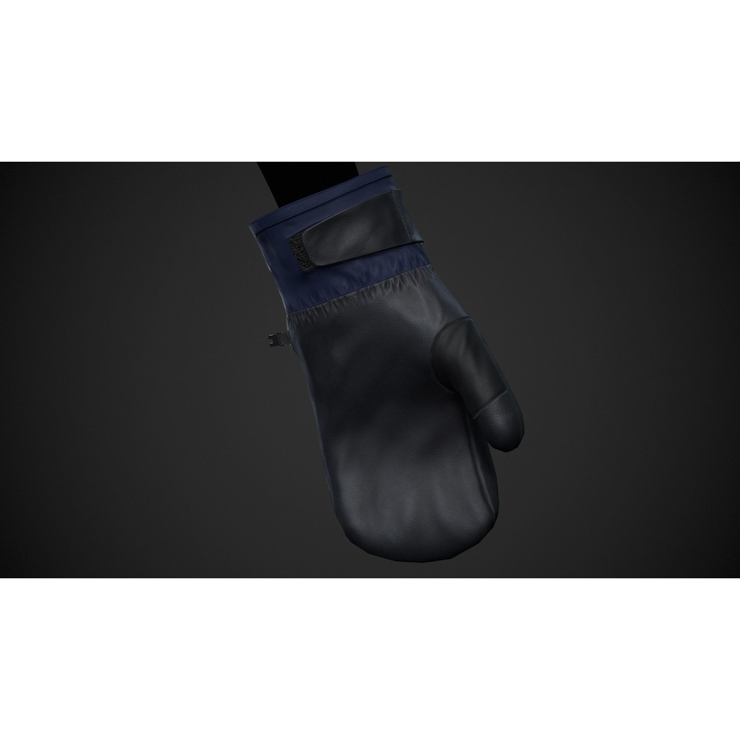 Blue And Black Snowboard Gloves 3D Model – Low Poly PBR Game Asset, FBX - View 5
