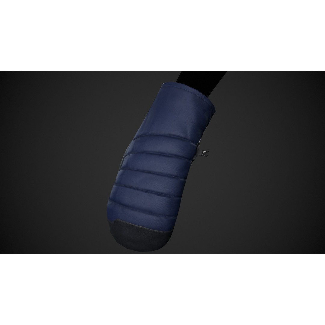 Blue And Black Snowboard Gloves 3D Model – Low Poly PBR Game Asset, FBX - View 7
