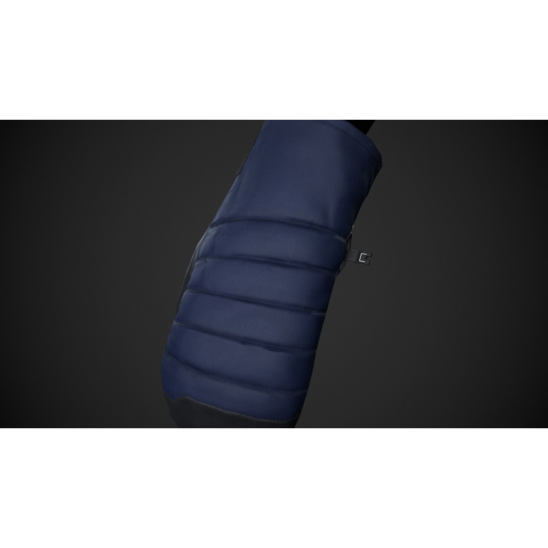 Blue And Black Snowboard Gloves 3D Model – Low Poly PBR Game Asset, FBX - View 8