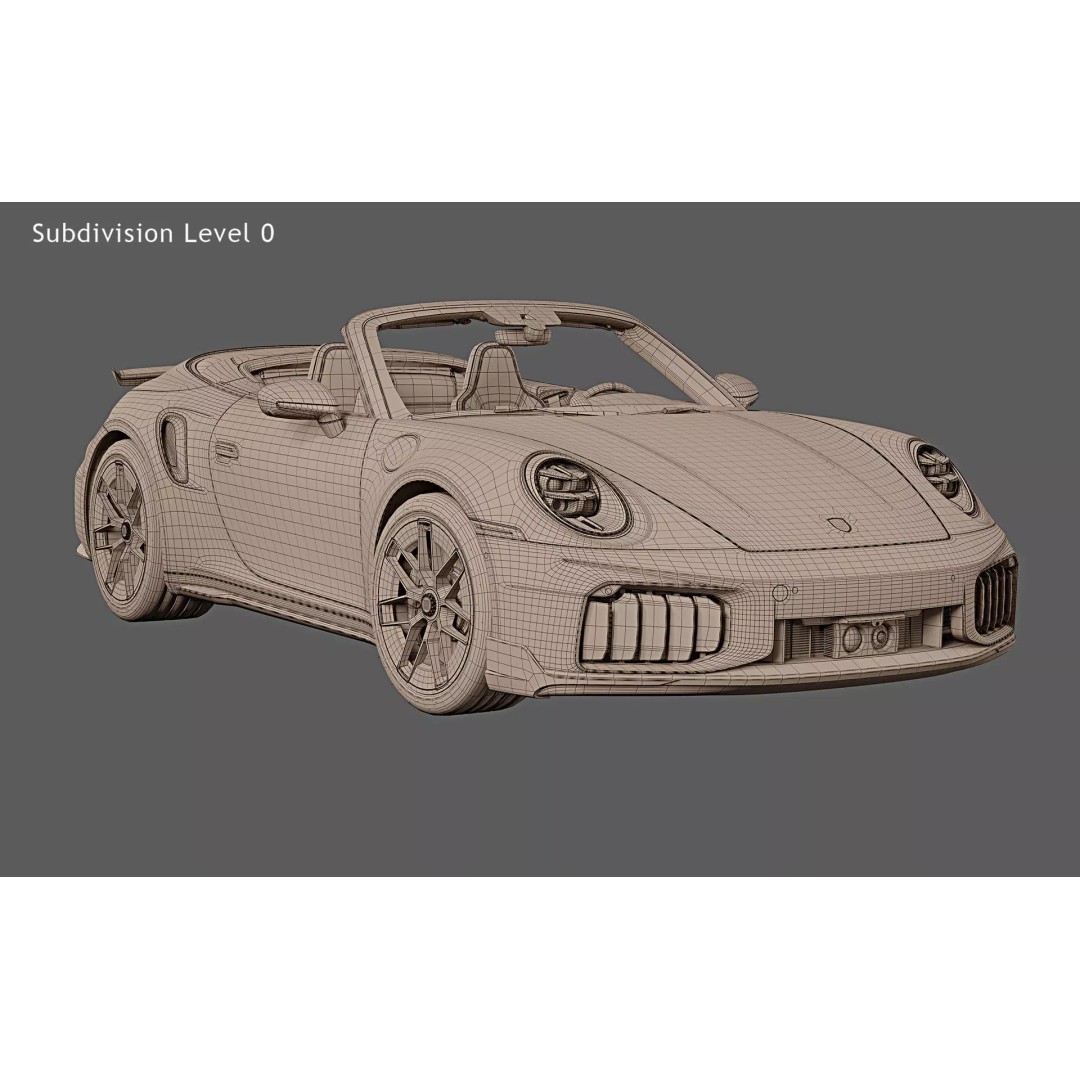 2026 Porsche 911 Turbo S Cabriolet 3D Model – High Poly Game Asset, FBX, OBJ - View 29
