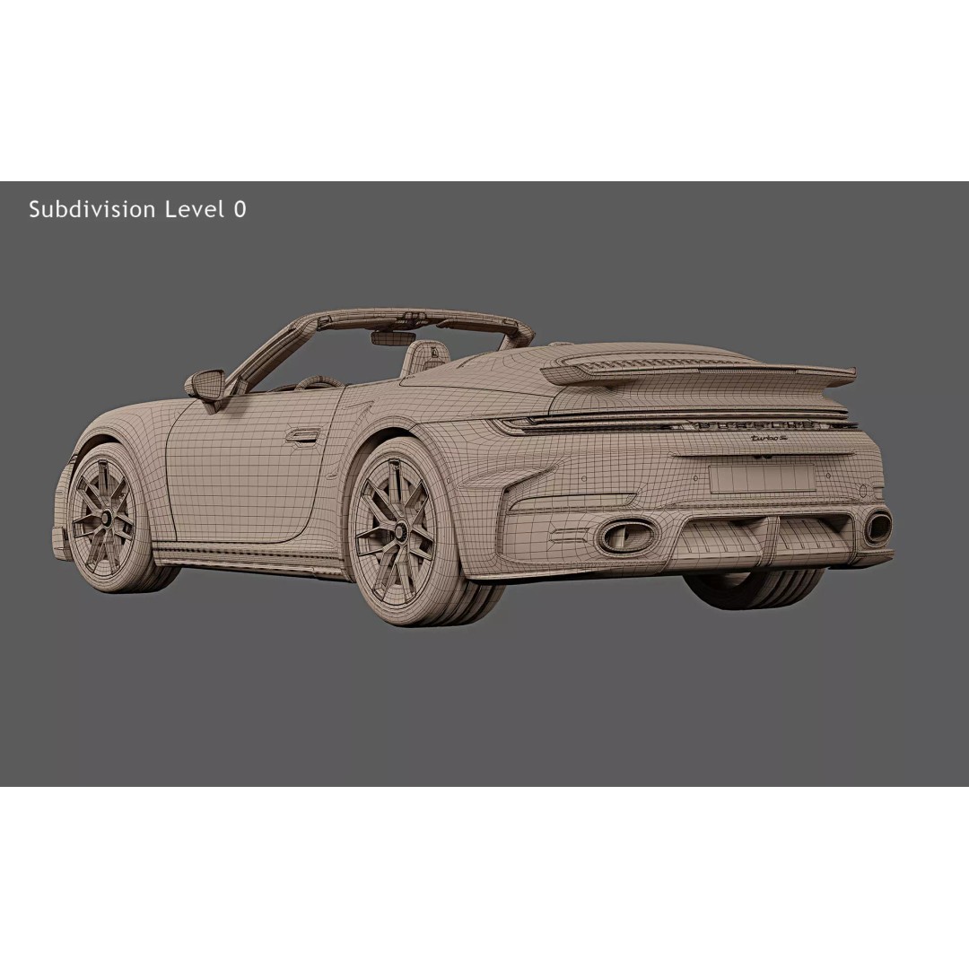 2026 Porsche 911 Turbo S Cabriolet 3D Model – High Poly Game Asset, FBX, OBJ - View 30