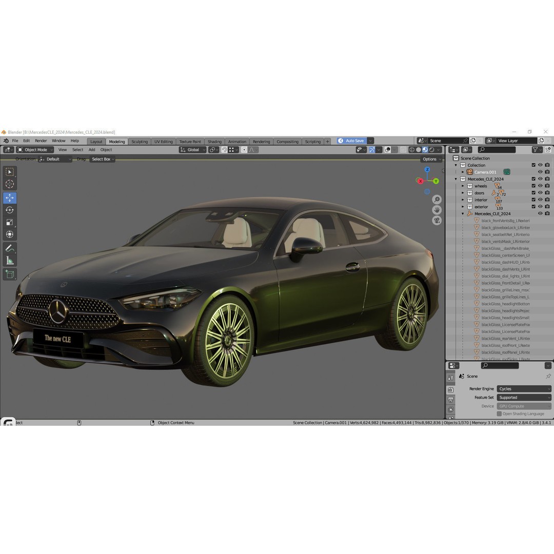 Mercedes-Benz CLE 2024 3D Model – Detailed Luxury Coupe, FBX, OBJ, Blender - View 41