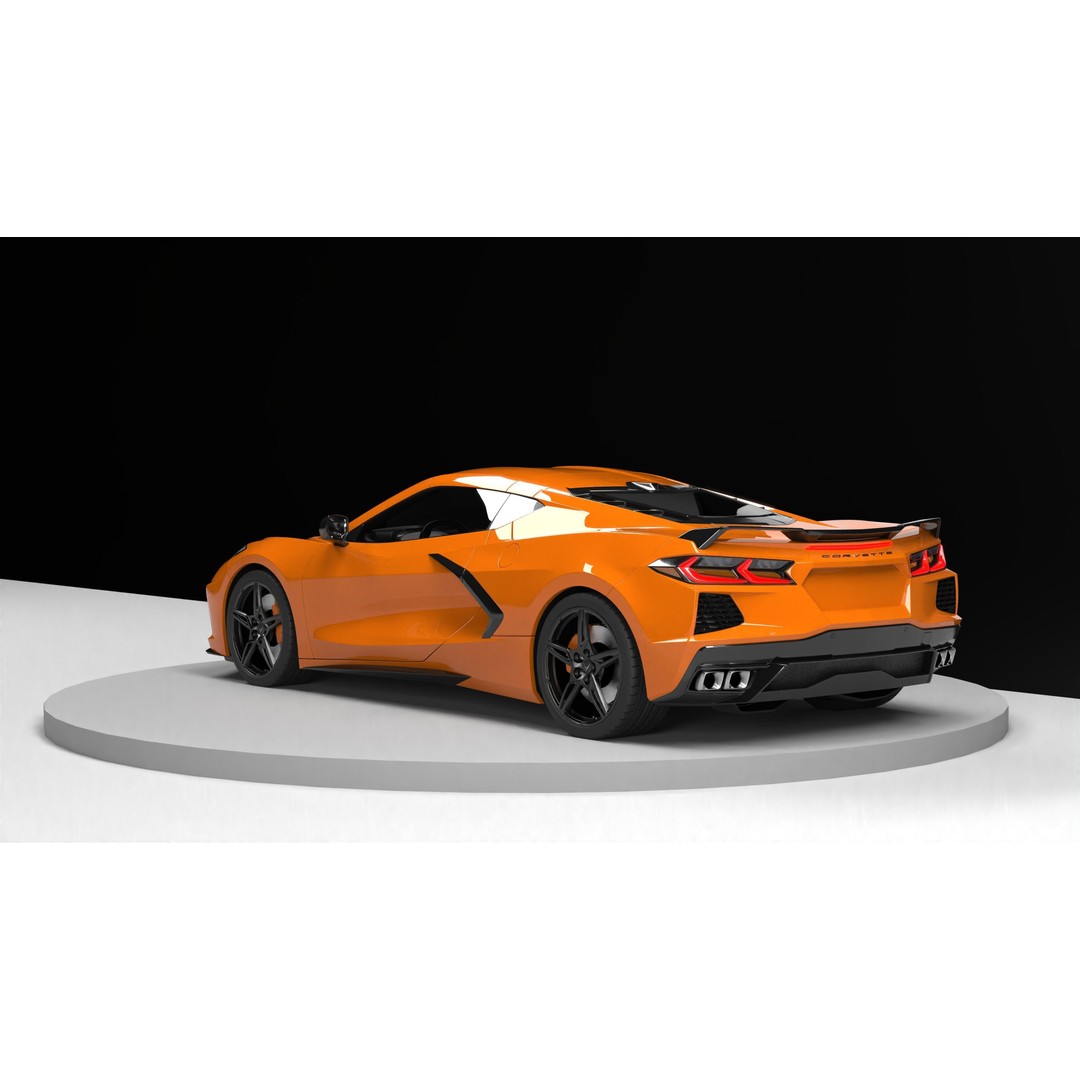Chevrolet Corvette C8 3D Model – Low Poly Game-Ready Asset, FBX/OBJ - View 3