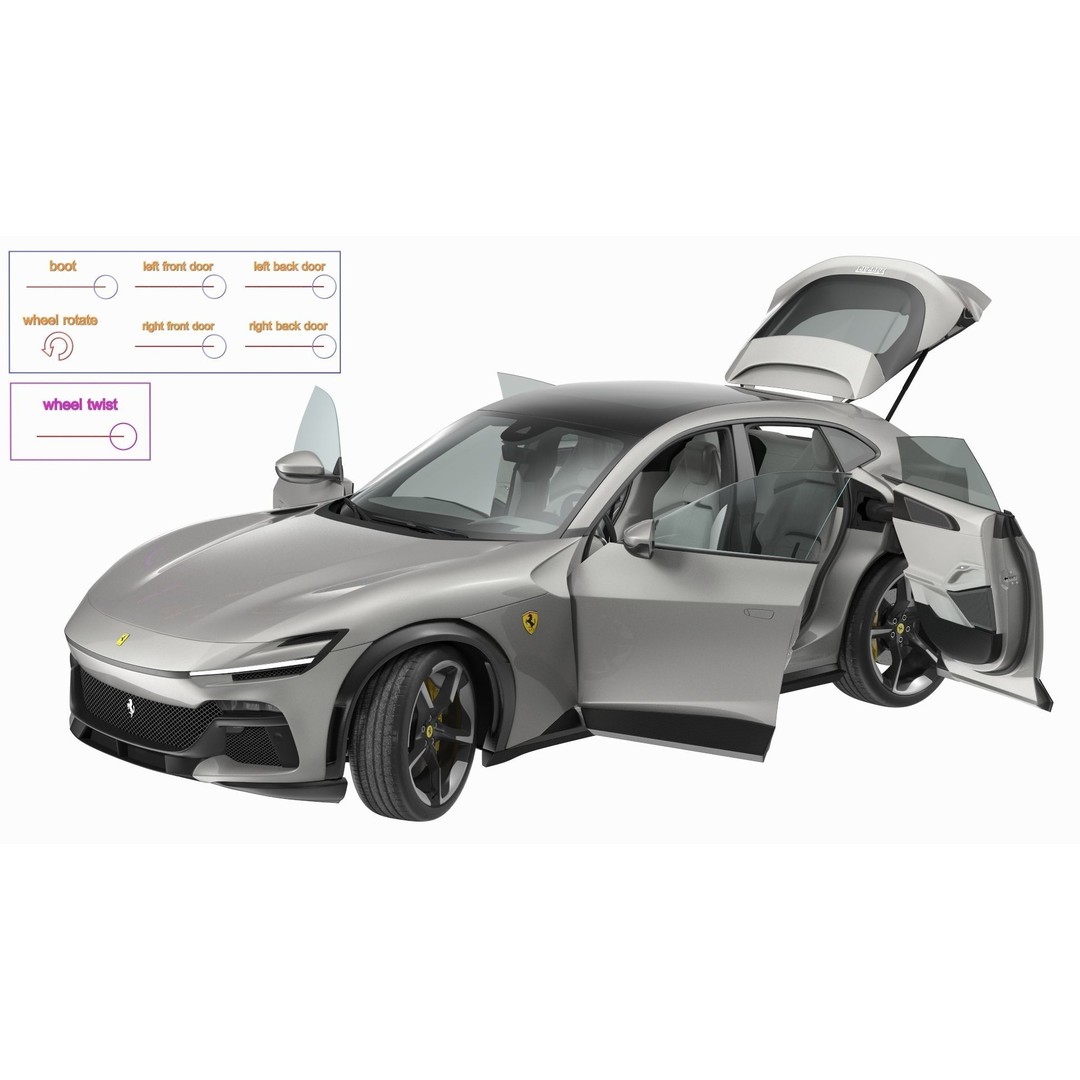 2023 Ferrari Purosangue 3D Model – Rigged SUV Asset, FBX - View 4