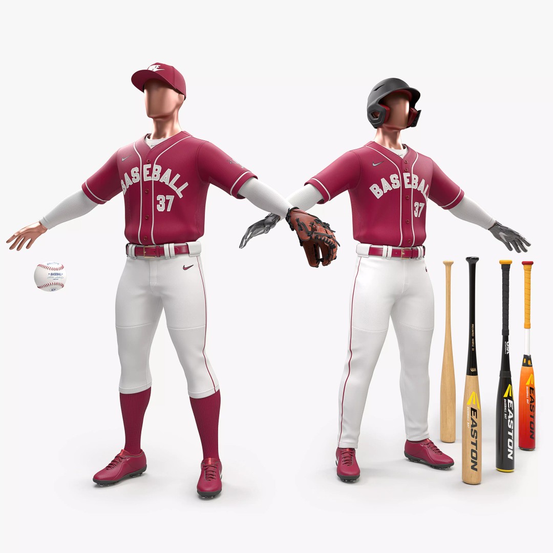 Baseball Player Outfit 3D Model – Realistic Uniform, FBX, OBJ - View 2