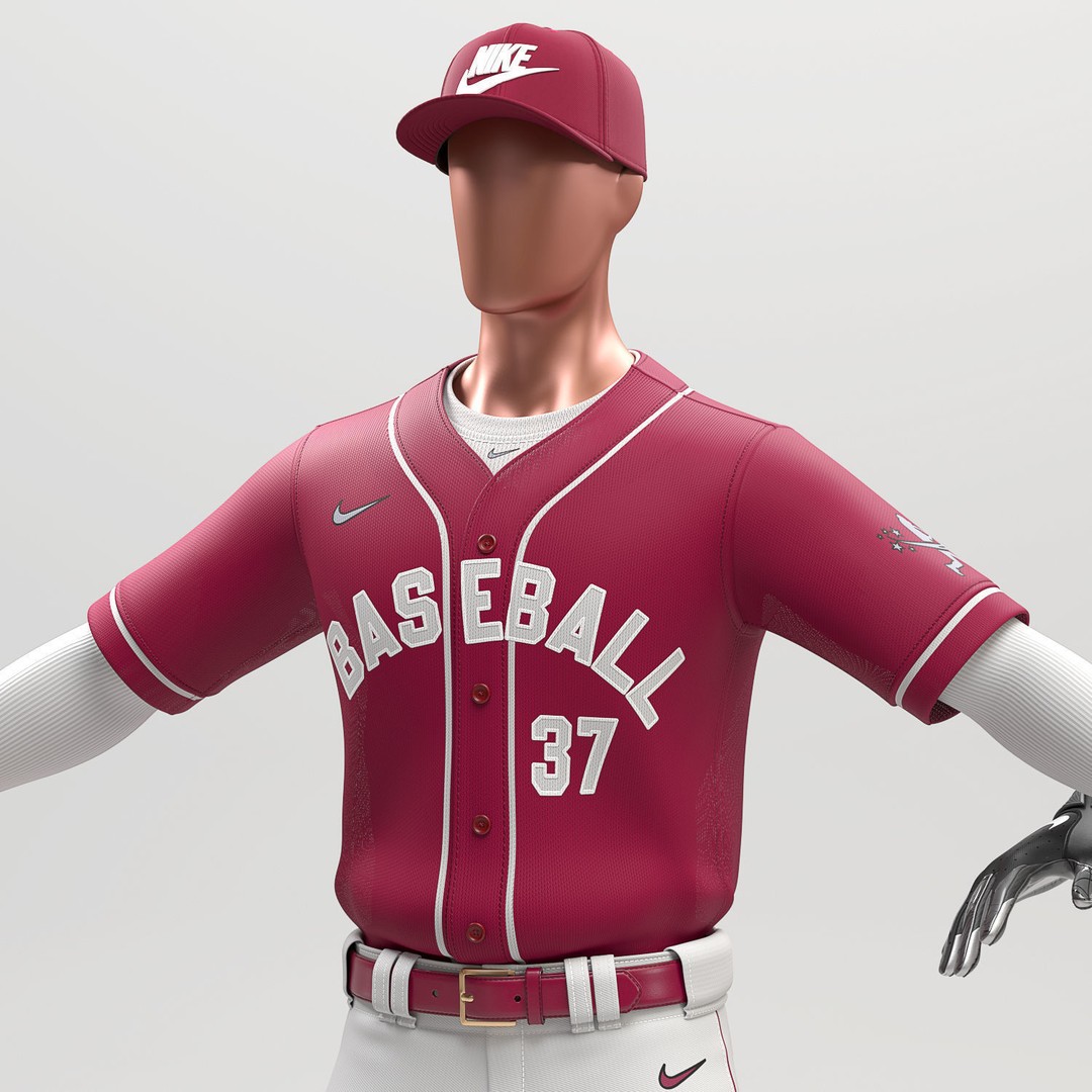 Baseball Player Outfit 3D Model – Realistic Uniform, FBX, OBJ - View 3