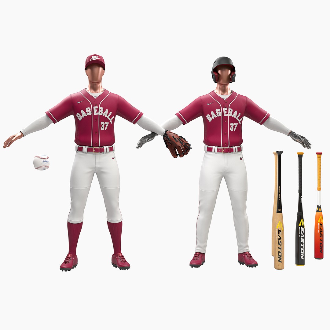 Baseball Player Outfit 3D Model – Realistic Uniform, FBX, OBJ - View 6