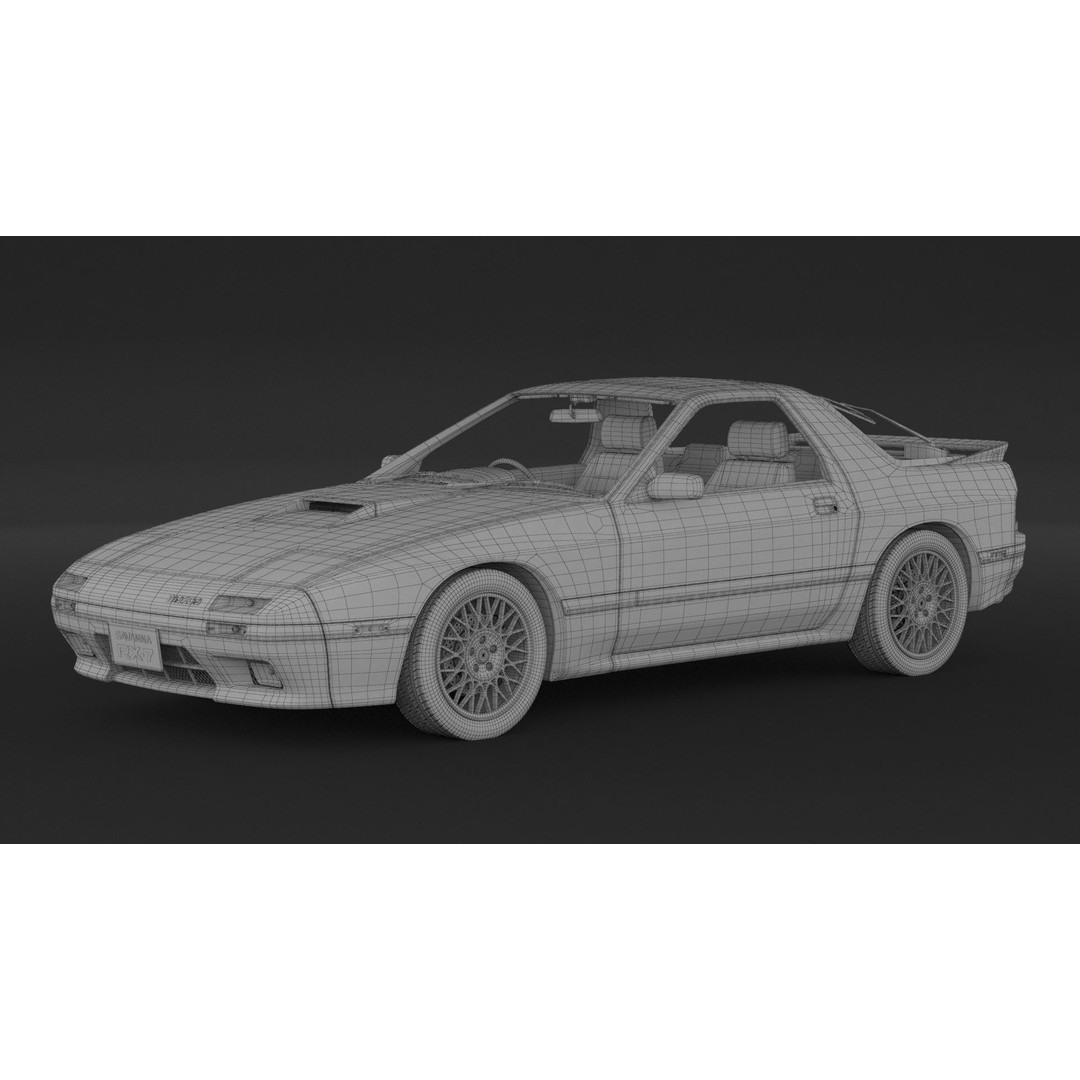 Mazda RX-7 FC3S S5 3D Model – High Poly Game Asset, FBX, OBJ - View 11