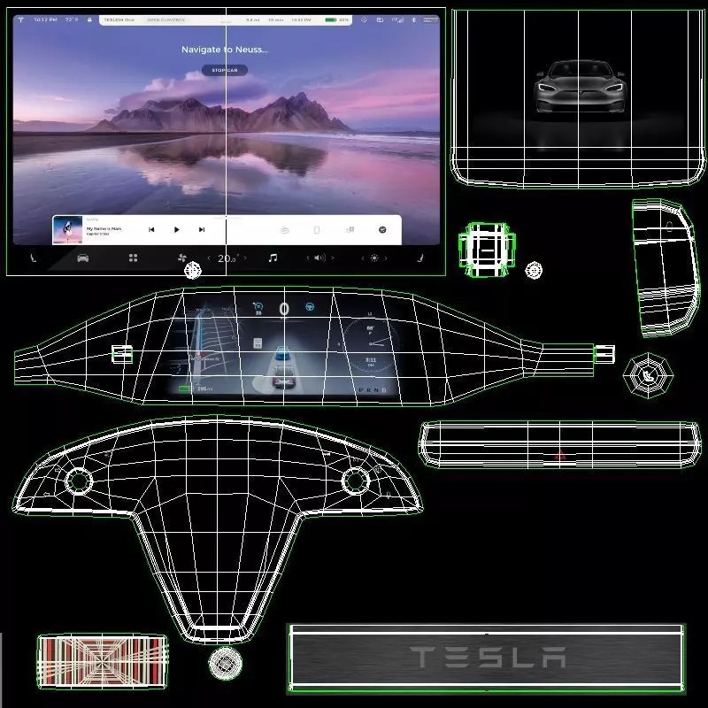2021 Tesla Model S Plaid 3D Model – High Poly Game-Ready Asset, FBX, OBJ