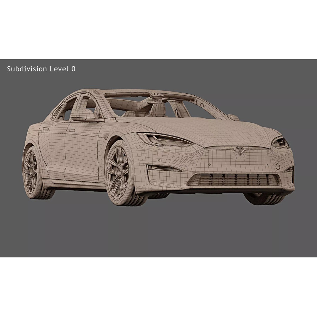 2021 Tesla Model S Plaid 3D Model – High Poly Game-Ready Asset, FBX, OBJ - View 25