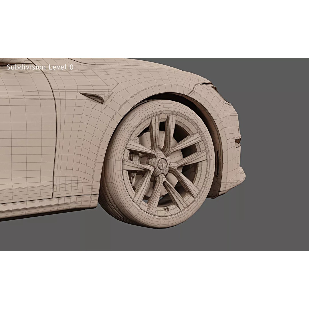 2021 Tesla Model S Plaid 3D Model – High Poly Game-Ready Asset, FBX, OBJ - View 28