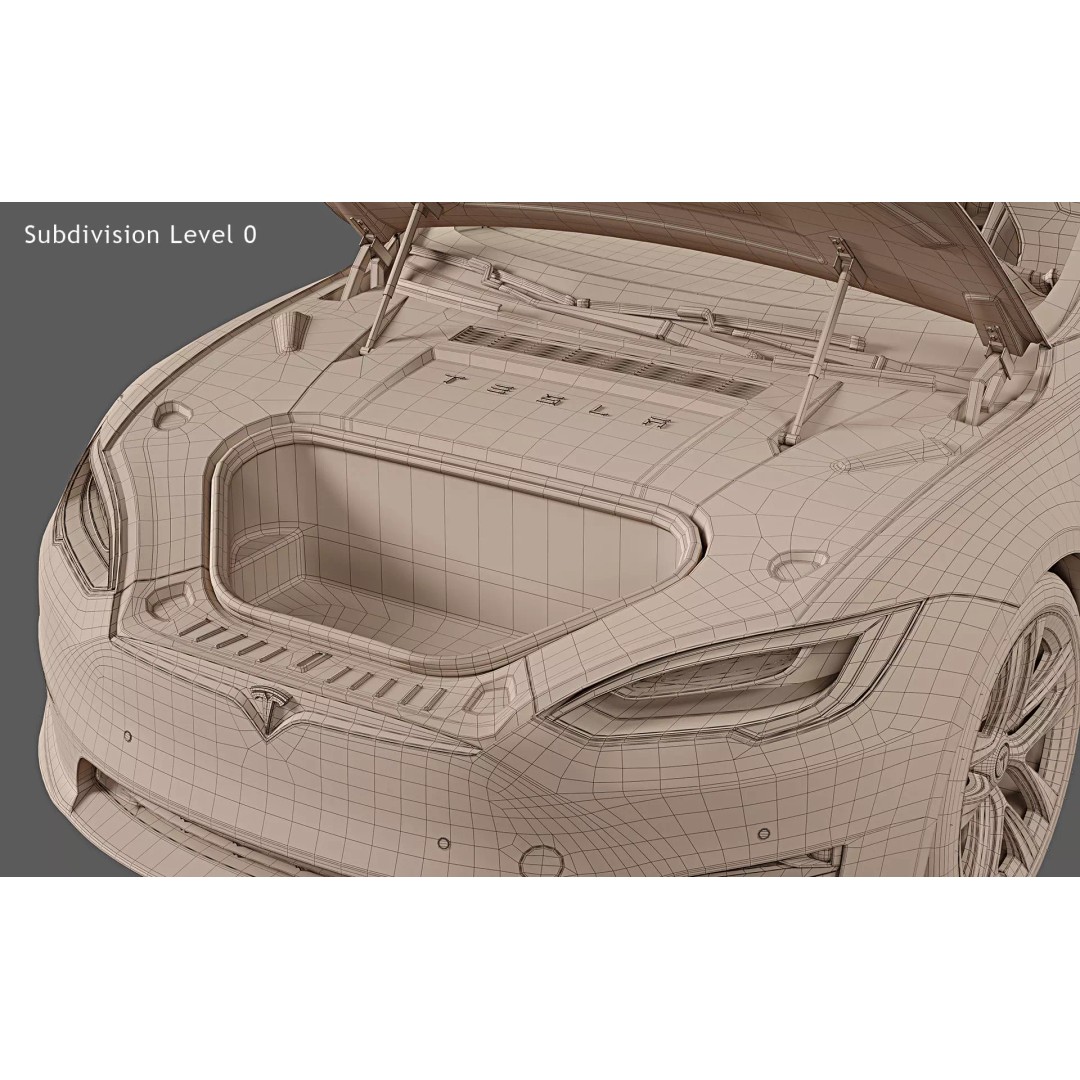 2021 Tesla Model S Plaid 3D Model – High Poly Game-Ready Asset, FBX, OBJ - View 29