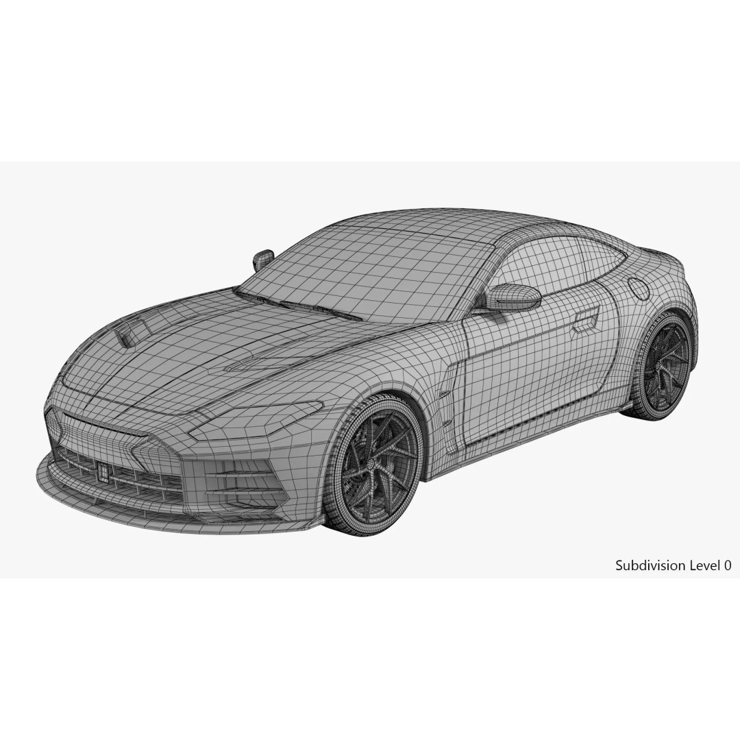 Generic Sports Car 3D Model – High Poly Subdivision Ready, FBX, Blender - View 30