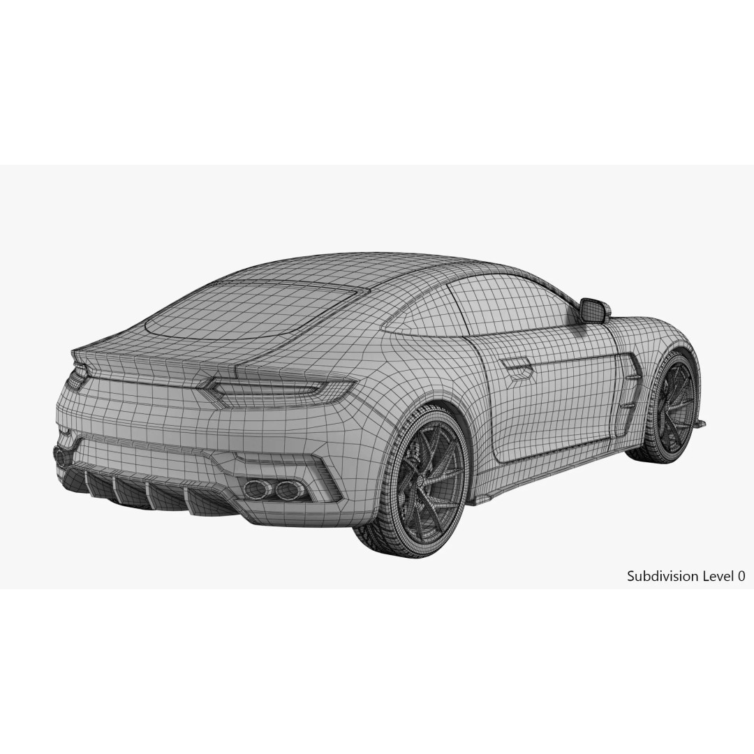 Generic Sports Car 3D Model – High Poly Subdivision Ready, FBX, Blender - View 32