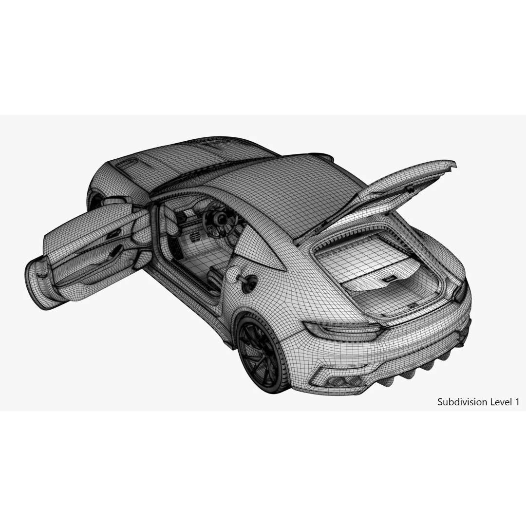 Generic Sports Car 3D Model – High Poly Subdivision Ready, FBX, Blender - View 35