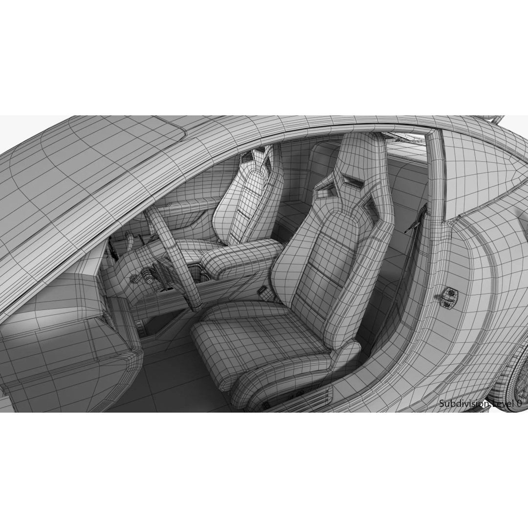 Generic Sports Car 3D Model – High Poly Subdivision Ready, FBX, Blender - View 38