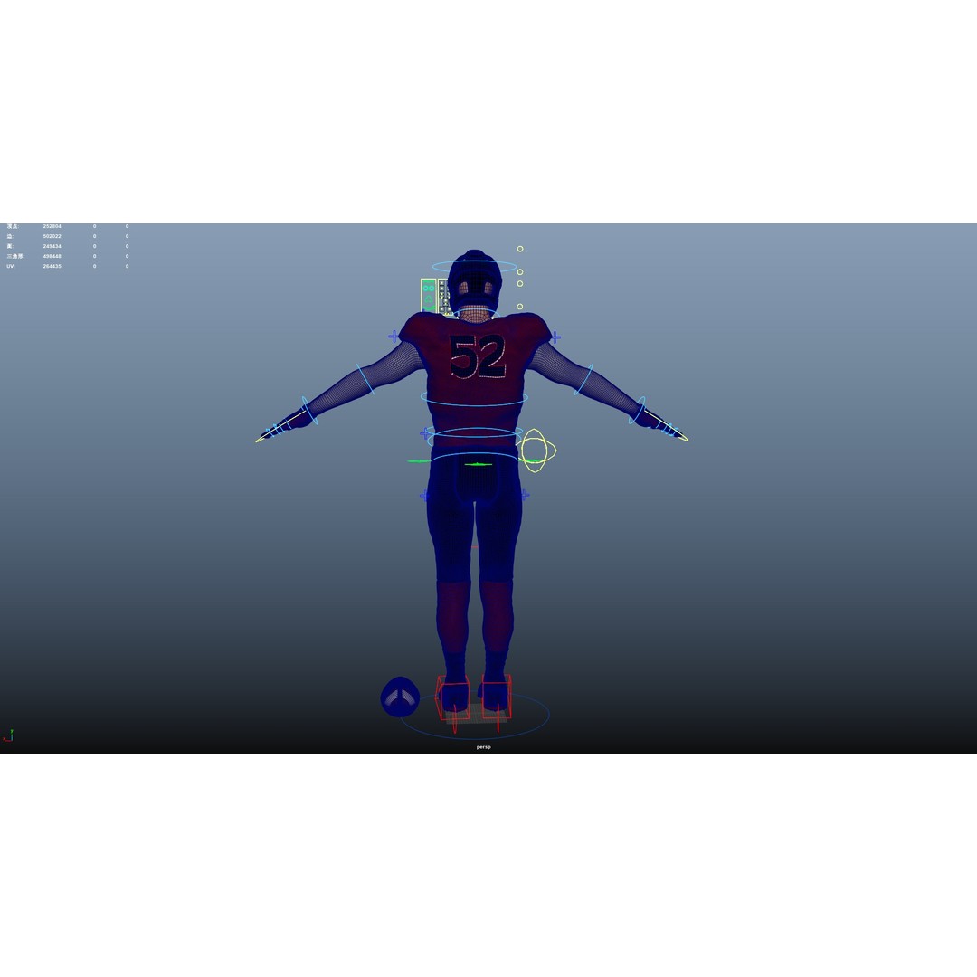 American Football Player 3D Model – Rigged Low-Poly Character, FBX