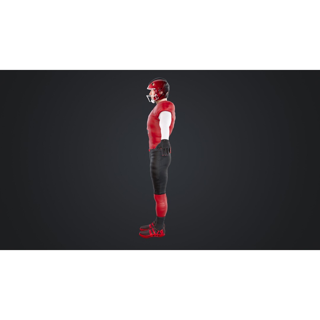 American Football Player 3D Model – Rigged Low-Poly Character, FBX - View 10
