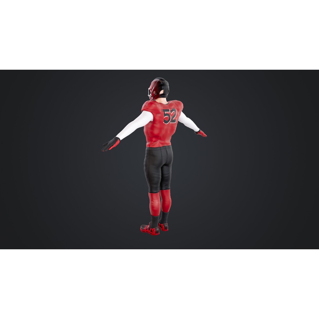 American Football Player 3D Model – Rigged Low-Poly Character, FBX - View 11