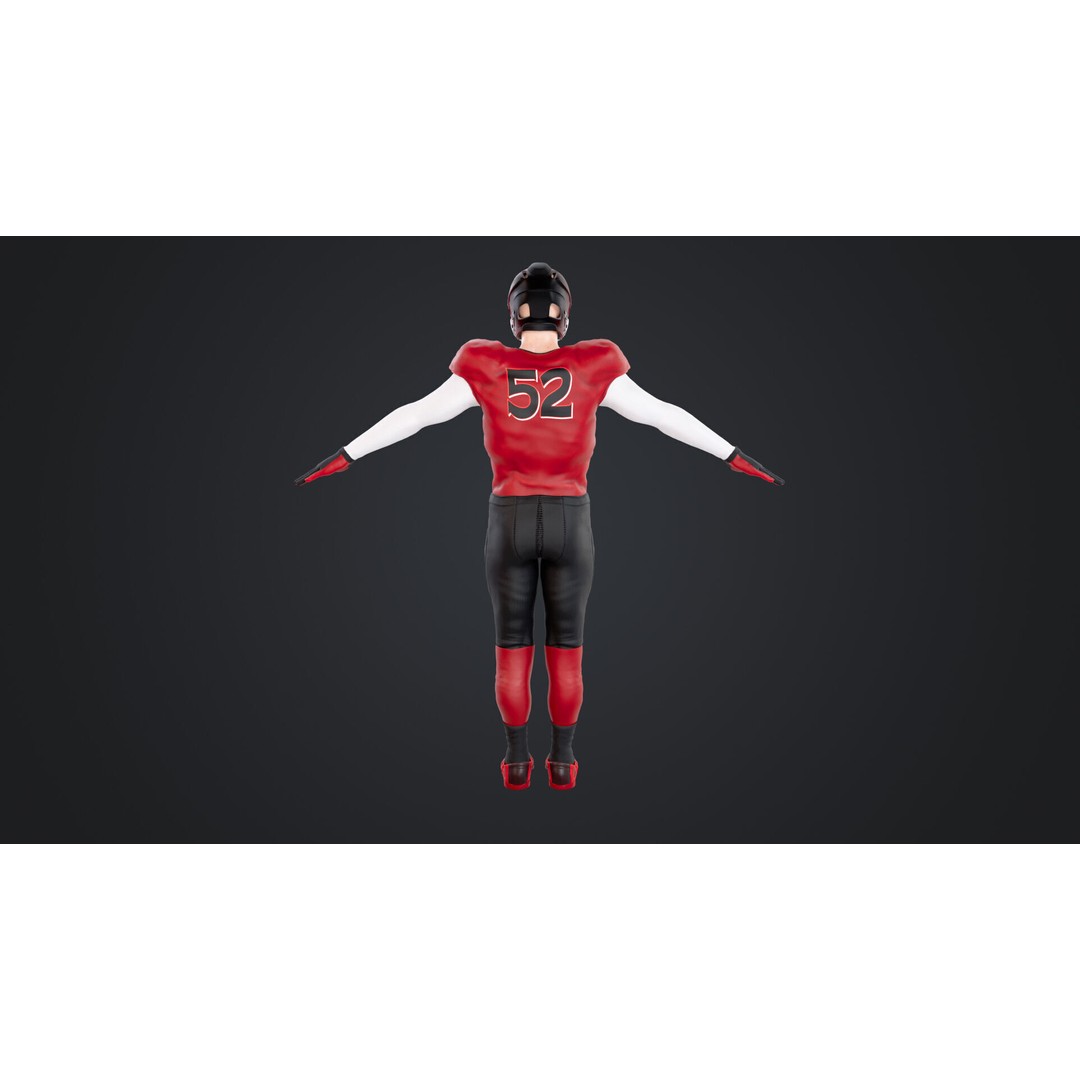 American Football Player 3D Model – Rigged Low-Poly Character, FBX - View 12