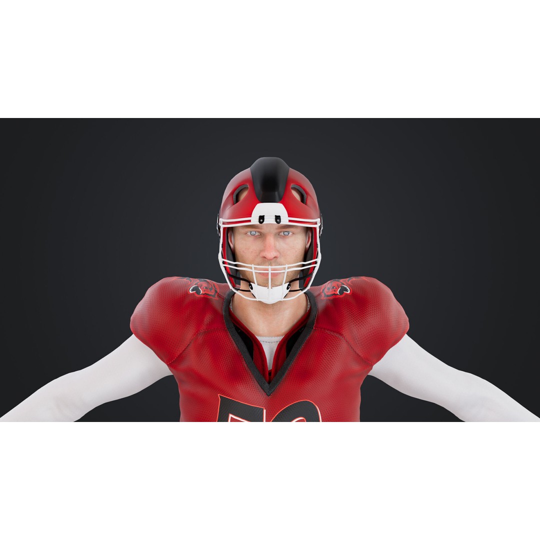 American Football Player 3D Model – Rigged Low-Poly Character, FBX - View 13