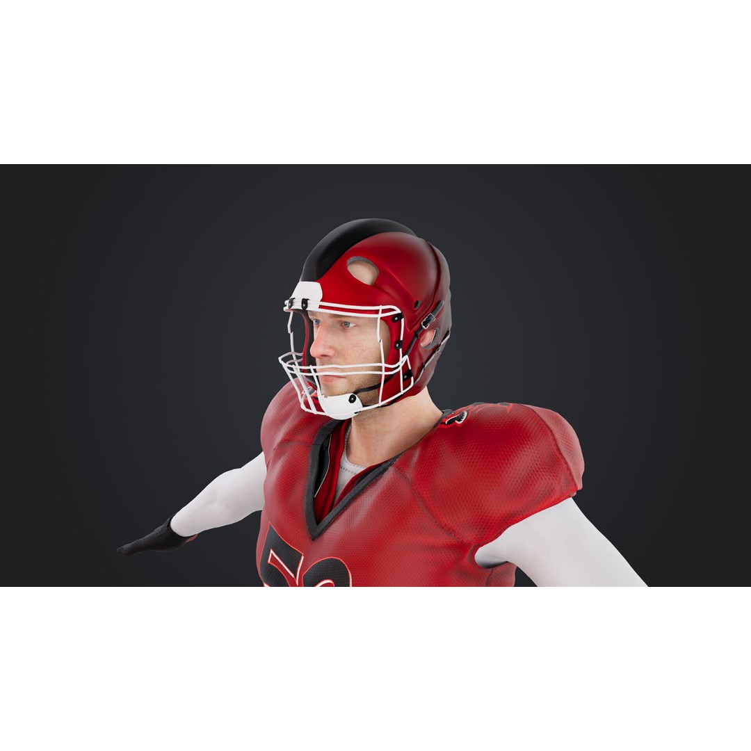 American Football Player 3D Model – Rigged Low-Poly Character, FBX - View 14