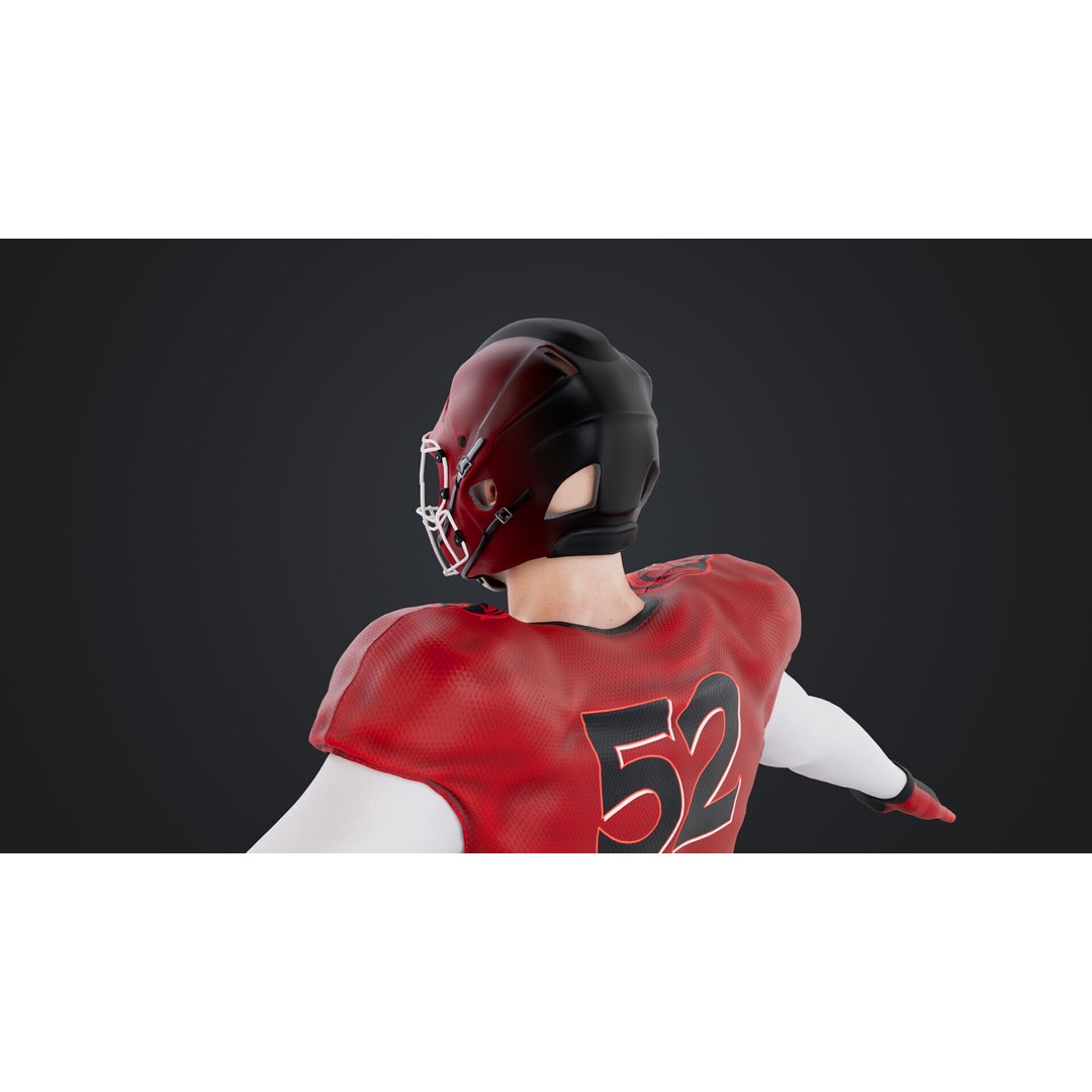 American Football Player 3D Model – Rigged Low-Poly Character, FBX - View 16