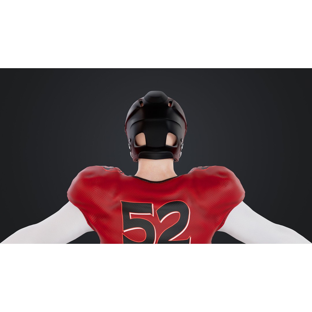 American Football Player 3D Model – Rigged Low-Poly Character, FBX - View 17