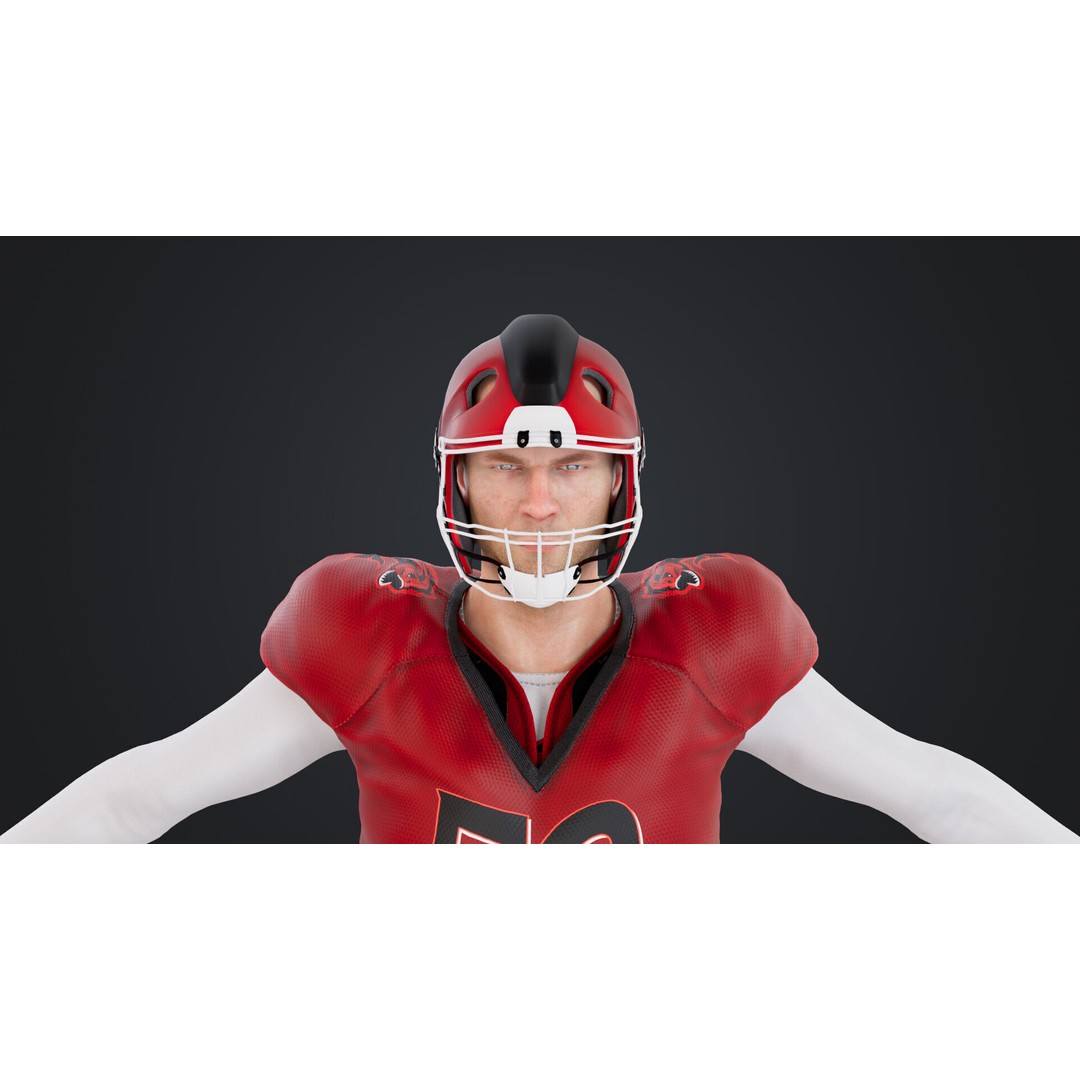 American Football Player 3D Model – Rigged Low-Poly Character, FBX - View 19