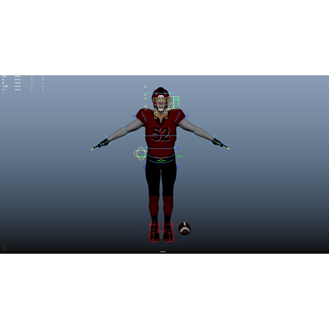 American Football Player 3D Model – Rigged Low-Poly Character, FBX - View 21