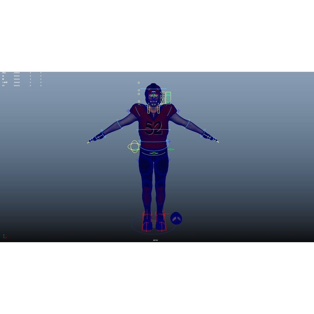 American Football Player 3D Model – Rigged Low-Poly Character, FBX - View 22