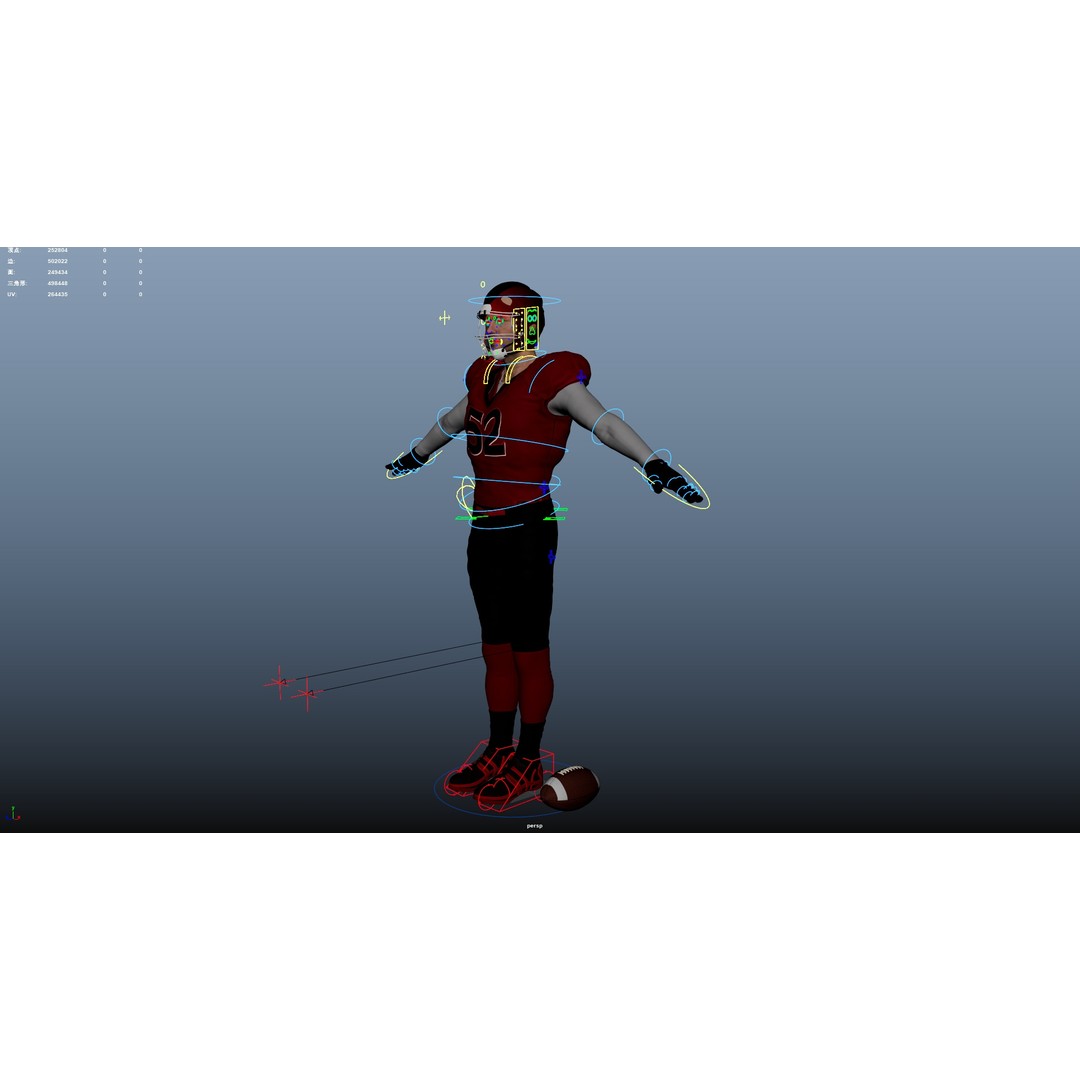 American Football Player 3D Model – Rigged Low-Poly Character, FBX - View 23