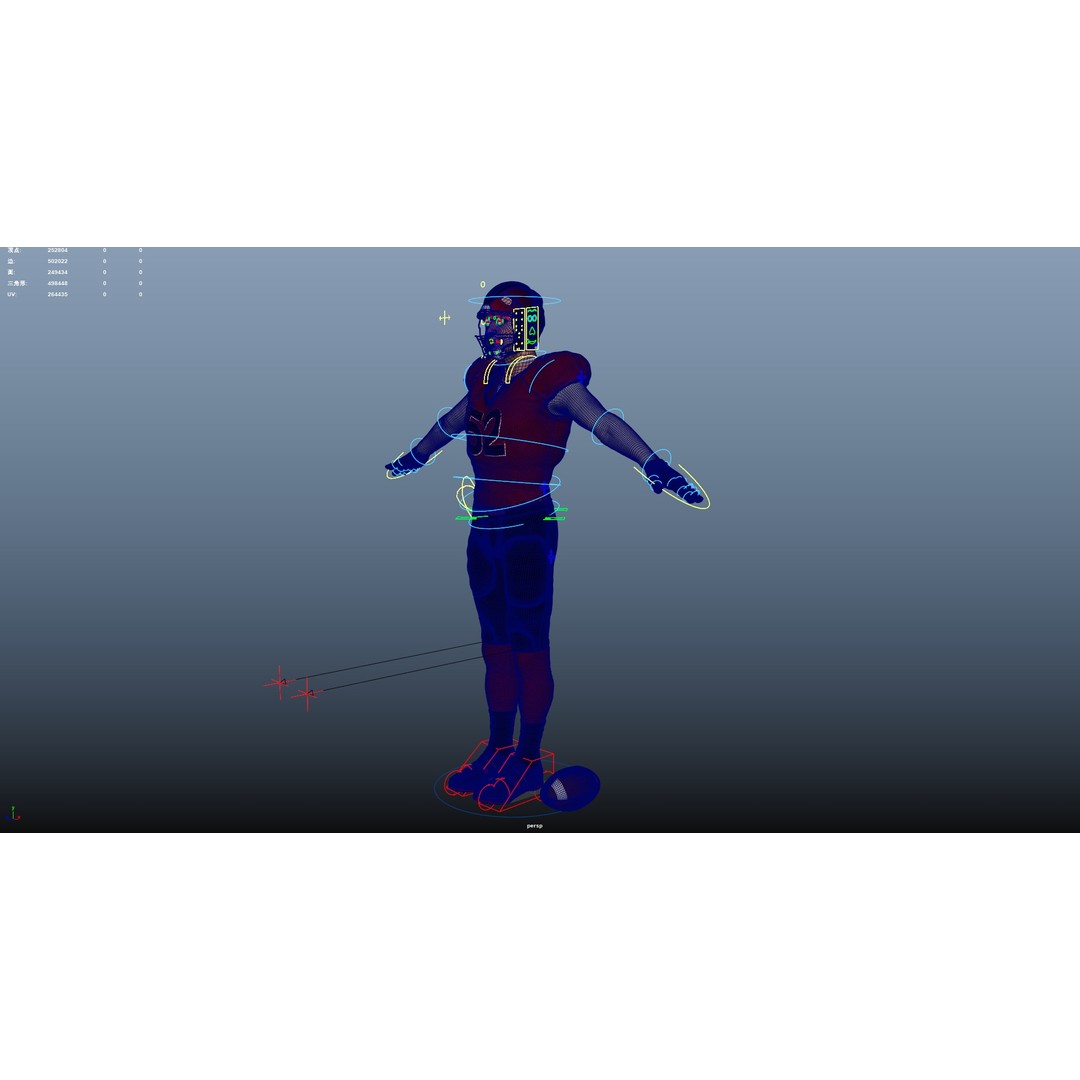 American Football Player 3D Model – Rigged Low-Poly Character, FBX - View 24