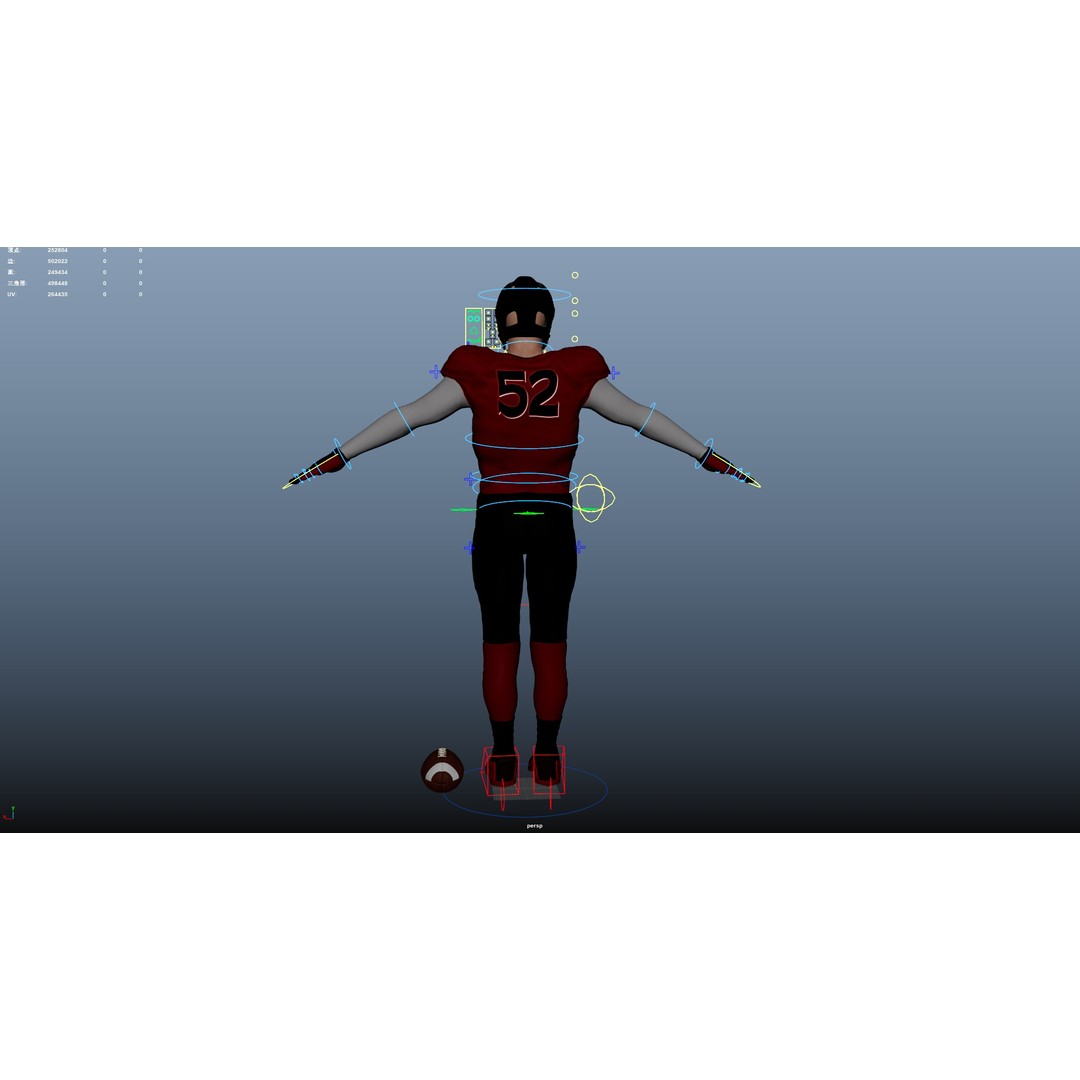 American Football Player 3D Model – Rigged Low-Poly Character, FBX - View 25