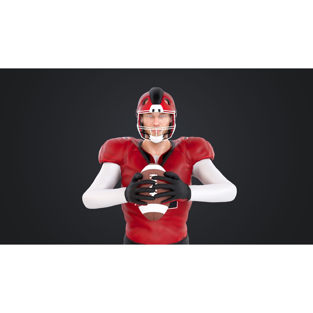 American Football Player 3D Model – Rigged Low-Poly Character, FBX - View 3