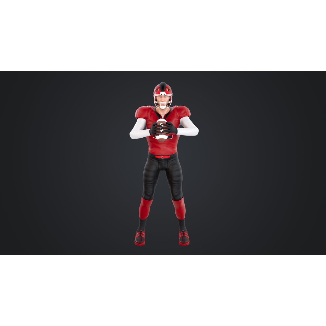 American Football Player 3D Model – Rigged Low-Poly Character, FBX - View 4