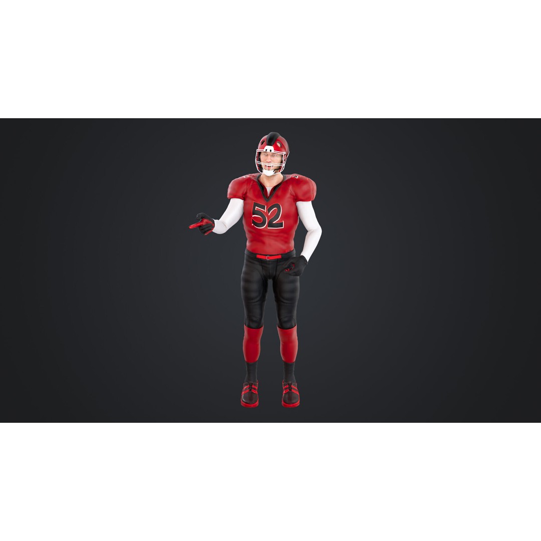 American Football Player 3D Model – Rigged Low-Poly Character, FBX - View 5