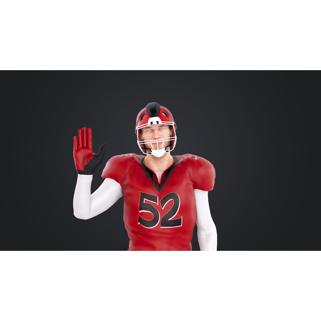 American Football Player 3D Model – Rigged Low-Poly Character, FBX - View 6