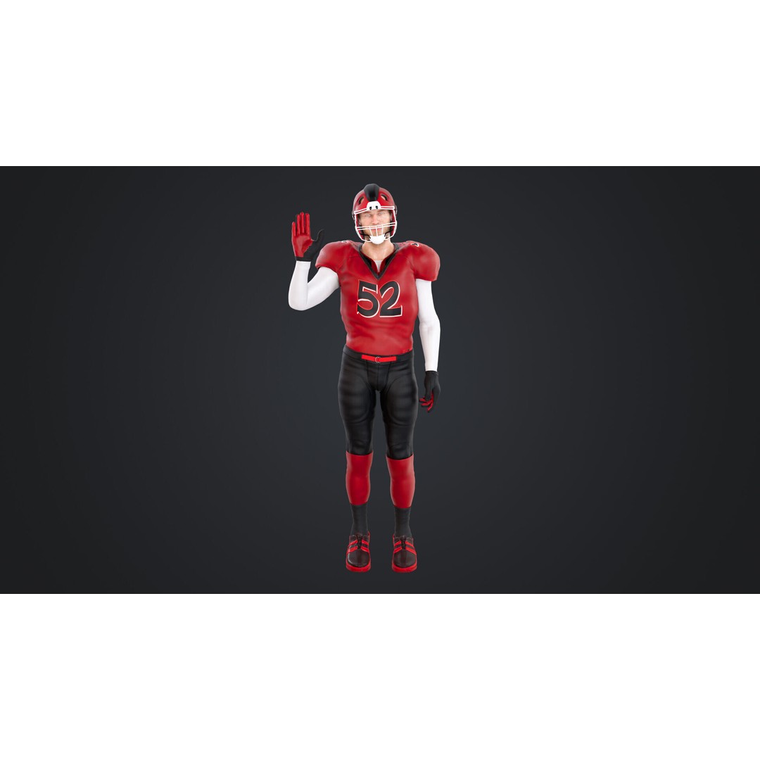 American Football Player 3D Model – Rigged Low-Poly Character, FBX - View 7