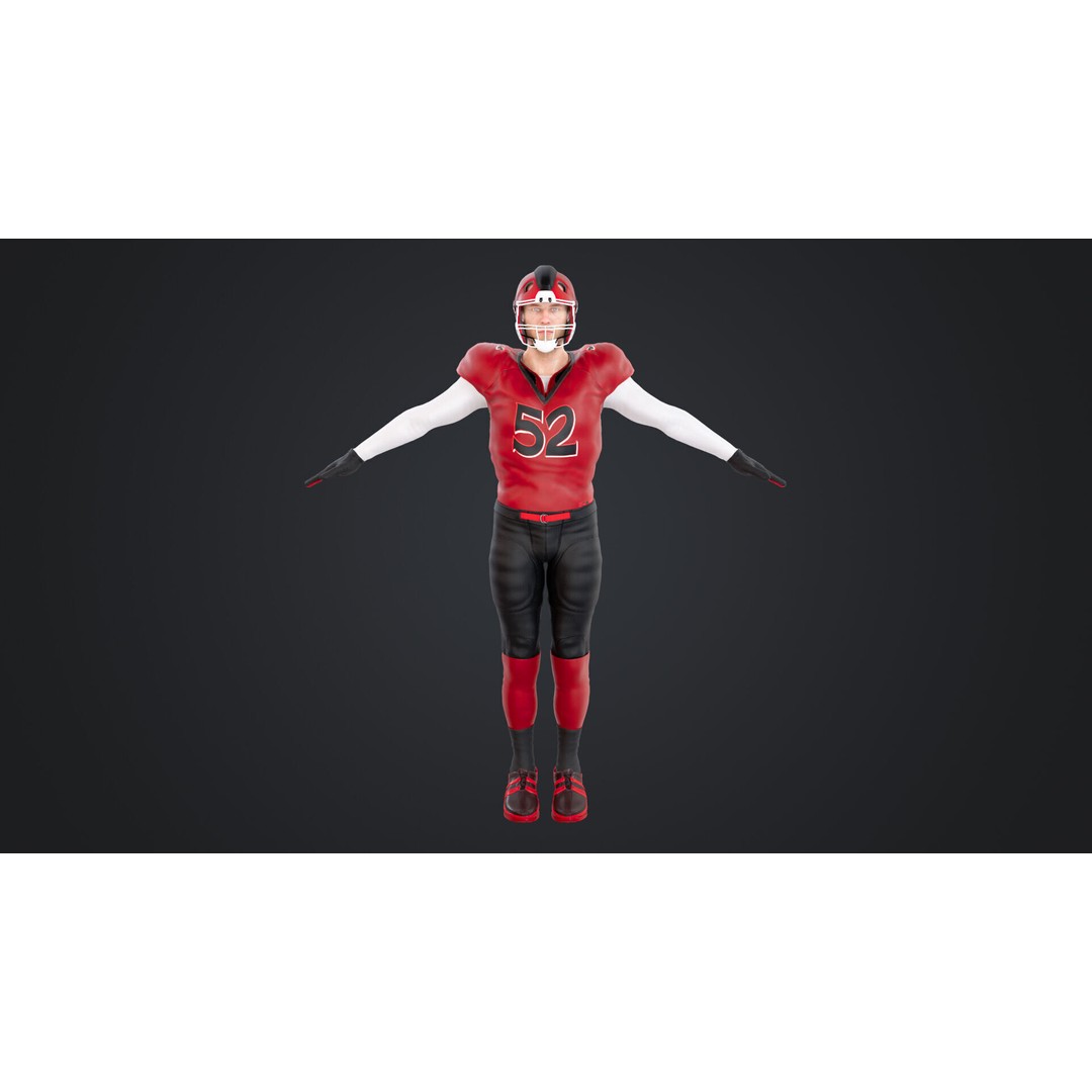 American Football Player 3D Model – Rigged Low-Poly Character, FBX - View 8