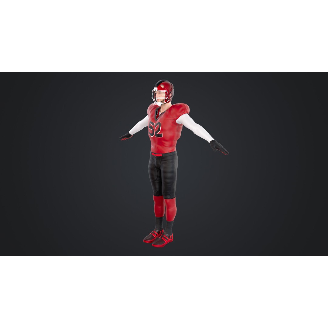 American Football Player 3D Model – Rigged Low-Poly Character, FBX - View 9
