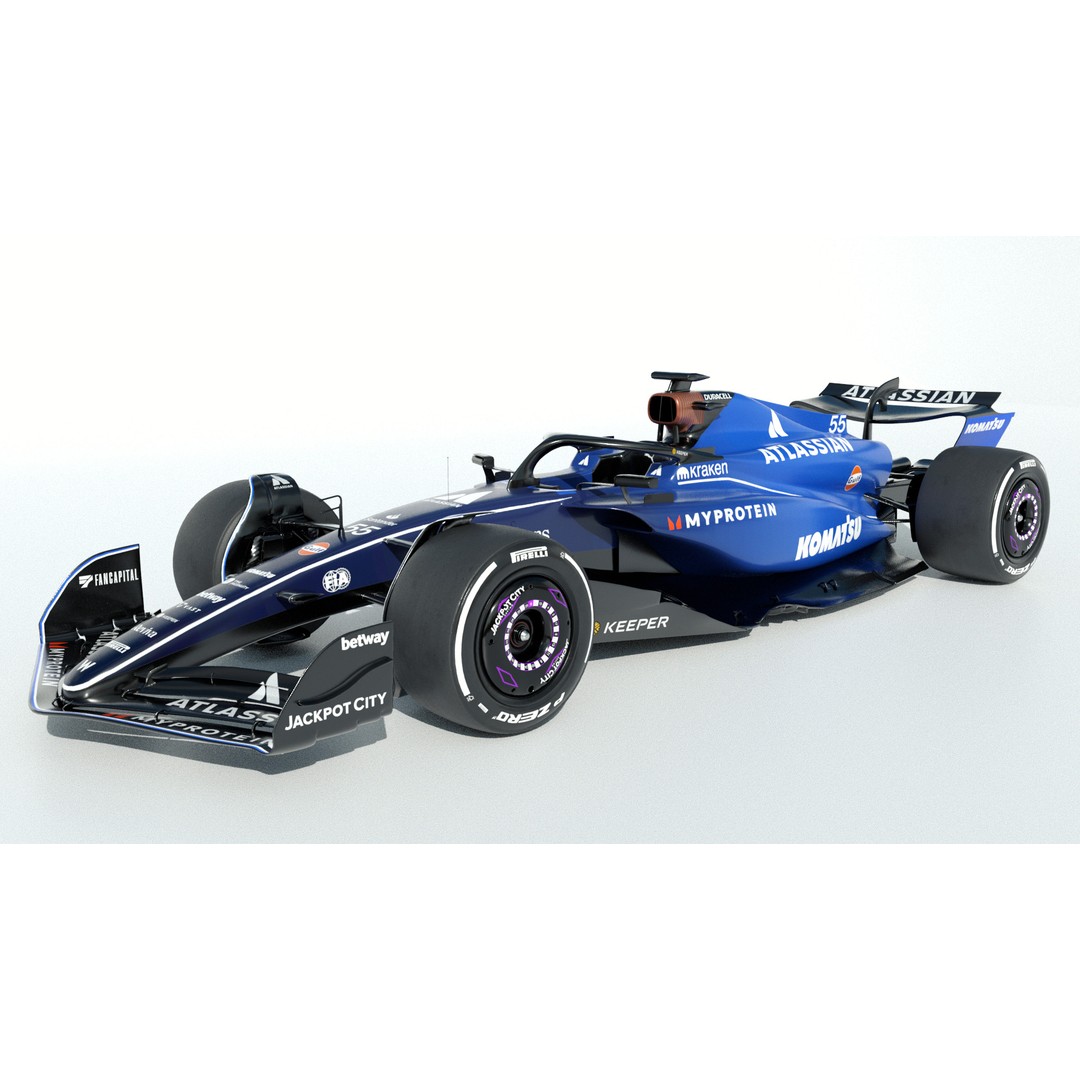 Williams FW47 3D Model – Low-Poly Game Asset, FBX & Blender Formats - View 3
