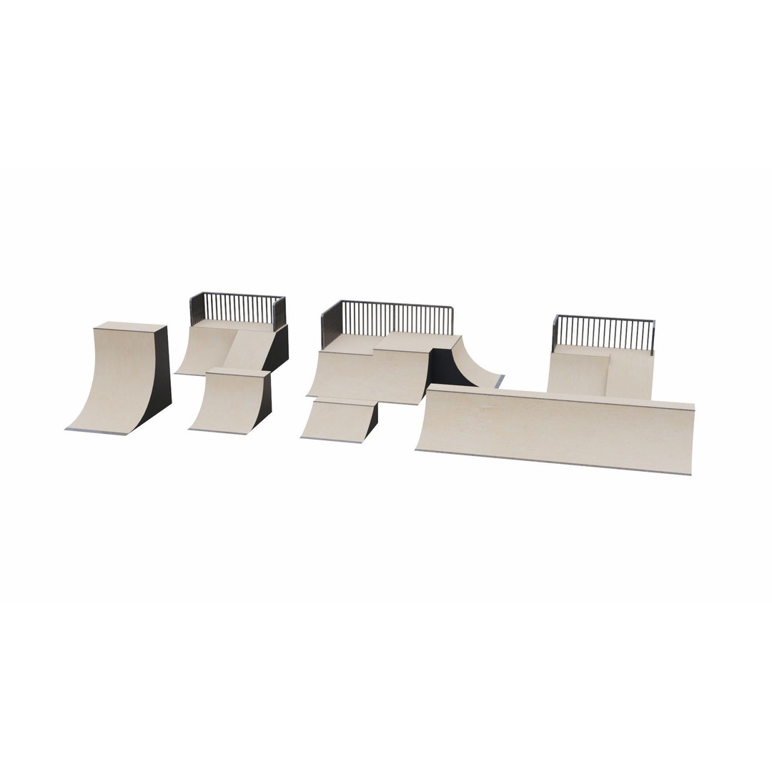 Skatepark 3D Model – Low Poly Game Asset Collection, PBR Textures - View 10